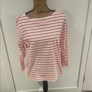 J. Crew Red and White Striped Long Sleeve Top
